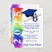 Regenboog met Royal Blue Afstuderen Kaart (Voorkant / Achterkant)