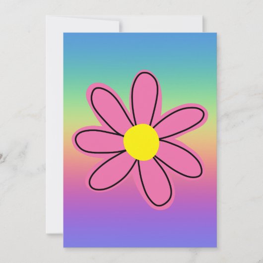 Regenboog met Roze Bloem Kaart (Voorkant)
