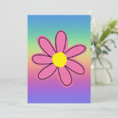 Regenboog met Roze Bloem Kaart (Staand voorkant)