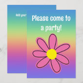 Regenboog met roze bloem kaart (Voorkant / Achterkant)