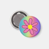 Regenboog met Roze Bloem Magneet (Voorkant / Achterkant)