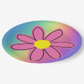 Regenboog met Roze Bloem Papieren Bord (Gekanteld)