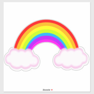 Regenboog met roze gevulde wolken - sticker