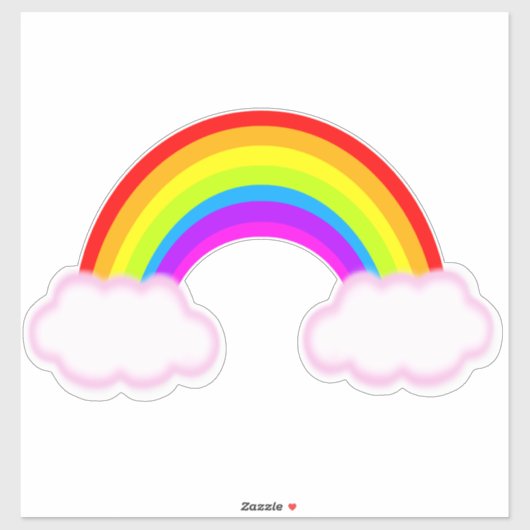 Regenboog met roze gevulde wolken - sticker (Vel)