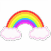 Regenboog met roze gevulde wolken - sticker (Voorkant)