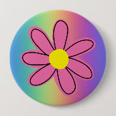Regenboog met roze ventilatorButton Ronde Button 4,0 Cm (Voorkant)
