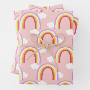 Regenboog met roze wolk inpakpapier vel