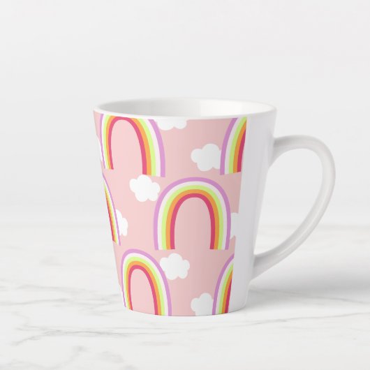 Regenboog met Roze Wolk Latte Mok (Rechts)
