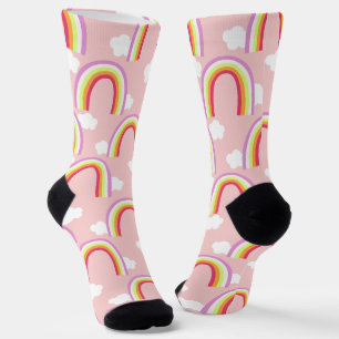 Regenboog met Roze Wolk Sokken