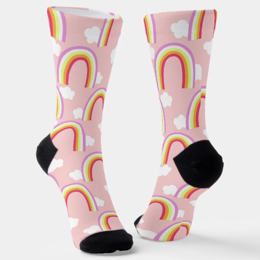 Regenboog met Roze Wolk Sokken (Gebogen)