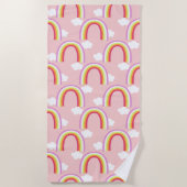 Regenboog met Roze Wolk Strandlaken (Voorkant)