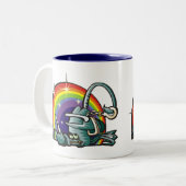 Regenboog met Scorpio Scorpion uit de jaren tachti Tweekleurige Koffiemok (Voorkant links)