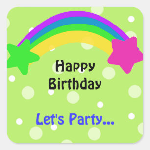 Regenboog met sterren Birthday Wishes Vierkante Sticker