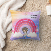 Regenboog met sterren en kinderwolken en vlamingos kussen (Deken)