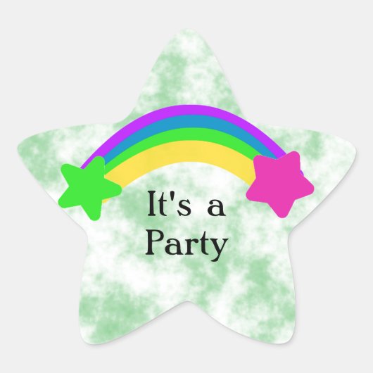 Regenboog met Sterren Feestviering Ster Sticker (Voorkant)