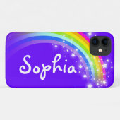 Regenboog met sterren paars vioolse sky douane Case-Mate iPhone case (Achterkant (horizontaal))