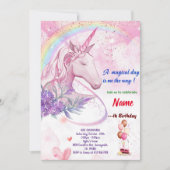 Regenboog met Unicorn Birthday-kaarten Kaart (Voorkant)