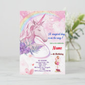 Regenboog met Unicorn Birthday-kaarten Kaart (Staand voorkant)