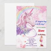 Regenboog met Unicorn Birthday-kaarten Kaart (Voorkant / Achterkant)