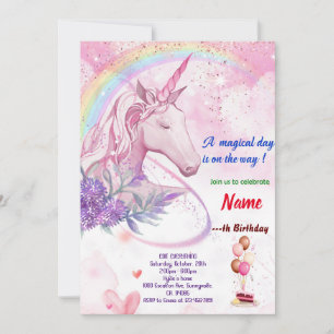 Regenboog met Unicorn Birthday-kaarten Kaart