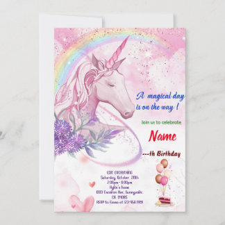 Regenboog met Unicorn Birthday-kaarten Kaart