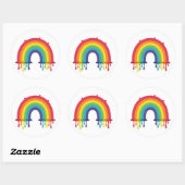 Regenboog met verf druppelt lgbtq+ ronde sticker (Vel)