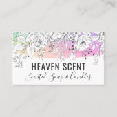 Regenboog met witte rozengecentreerde zeep en kaar visitekaartje (Voorkant)