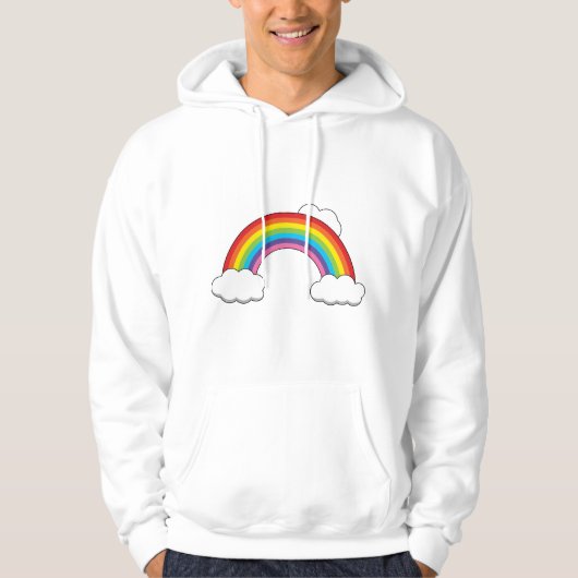 Regenboog met witte wolken hoodie (Voorkant)