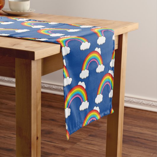 Regenboog met witte wolken korte tafelloper (Voorbeeld)