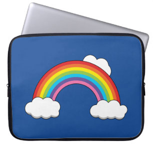 Regenboog met witte wolken laptop sleeve