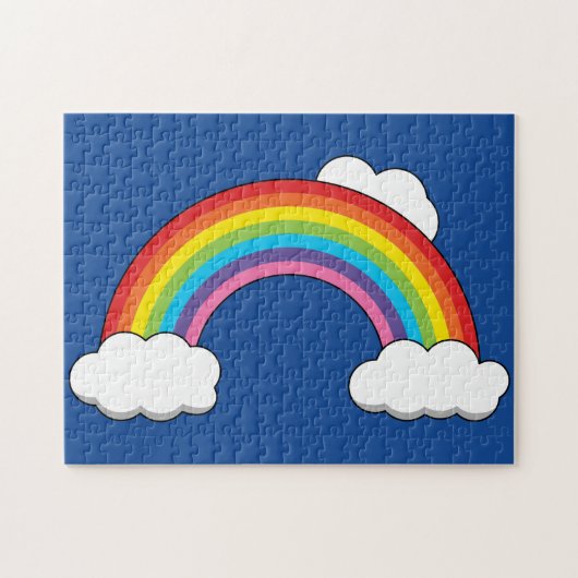 Regenboog met witte wolken legpuzzel (Horizontaal)