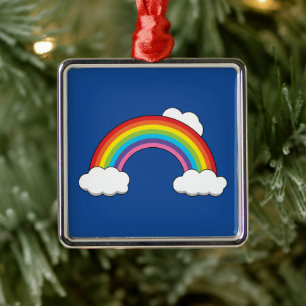 Regenboog met witte wolken metalen ornament