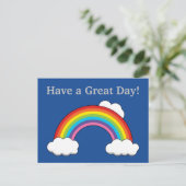 Regenboog met witte wolken | personaliseren feestdagenkaart (Staand voorkant)