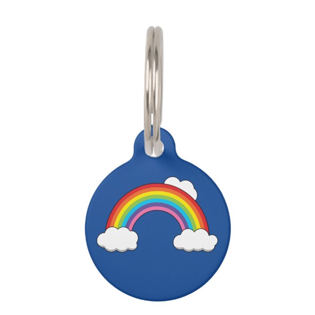 Regenboog met witte wolken | personaliseren huisdierpenning (Voorkant)