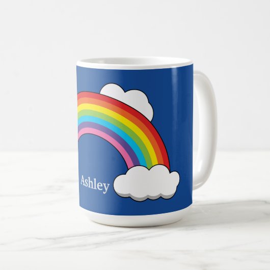 Regenboog met witte wolken | personaliseren koffiemok (Voorkant rechts)