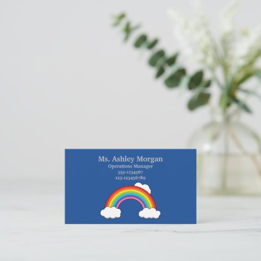 Regenboog met witte wolken | personaliseren visitekaartje (Staand voorkant)