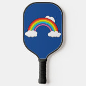 Regenboog met witte wolken pickleball paddle (Achterkant)