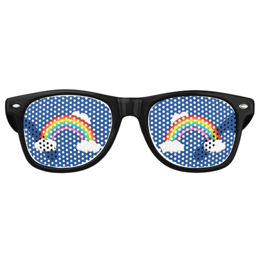 Regenboog met witte wolken retro zonnebril (Voorkant)