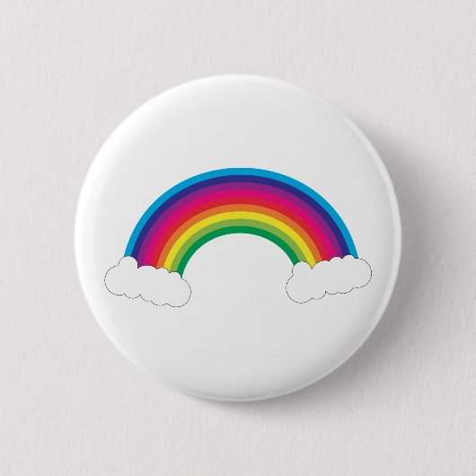 Regenboog met witte wolken ronde button 5,7 cm (Voorkant)