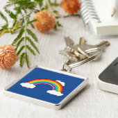 Regenboog met witte wolken sleutelhanger (Zijkant)