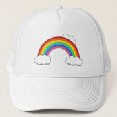 Regenboog met witte wolken trucker pet (Voorkant)