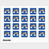 Regenboog met witte wolken vierkante sticker (Vel)