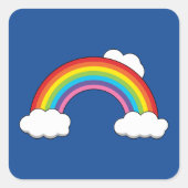 Regenboog met witte wolken vierkante sticker (Voorkant)