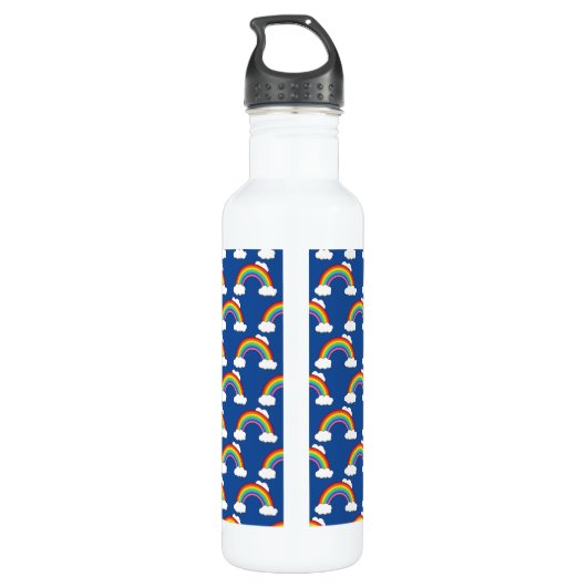 Regenboog met witte wolken waterfles  (Achterkant)