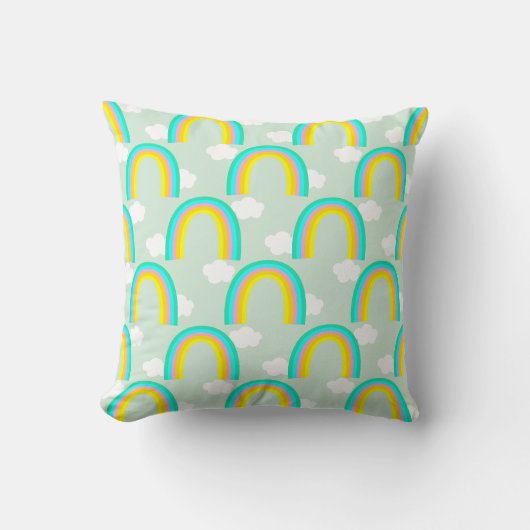 Regenboog met wolk blauw kussen (Voorkant)