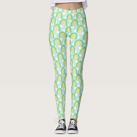 Regenboog met wolk blauw leggings (Voorkant)