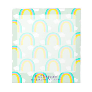 Regenboog met wolk blauw notitieblok