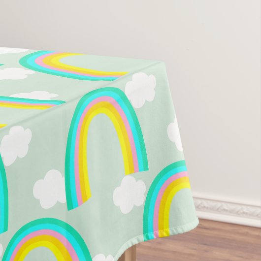 Regenboog met wolk blauw tafelkleed (Voorbeeld)