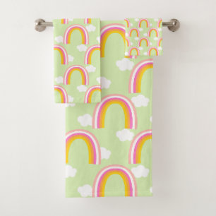 Regenboog met wolk lichtgroen bad handdoek