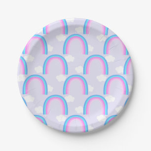 Regenboog met wolk Lichtpaars Papieren Bordje